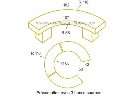 Banco curvo que debe colocarse encima altura 36 Artemat 5530bc pos